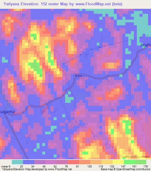 Yatiyana,Sri Lanka Elevation Map