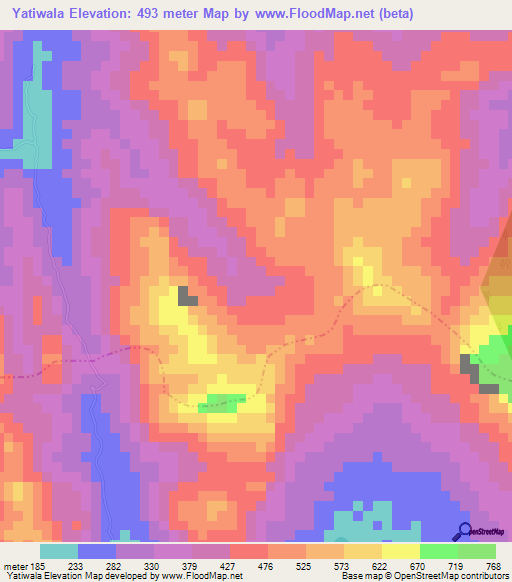 Yatiwala,Sri Lanka Elevation Map