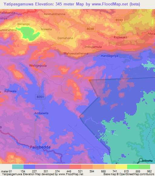 Yatipasgamuwa,Sri Lanka Elevation Map