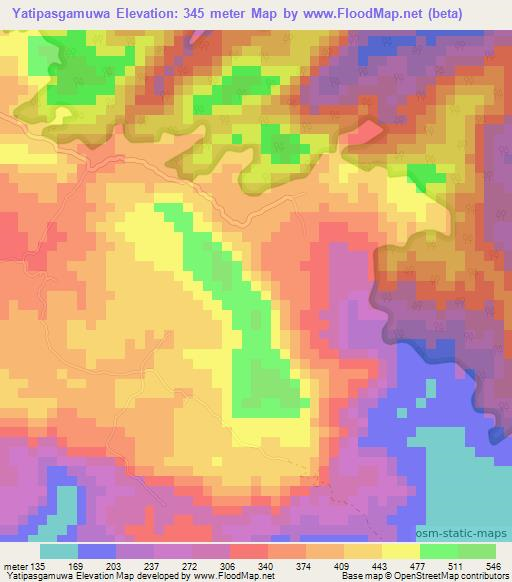 Yatipasgamuwa,Sri Lanka Elevation Map