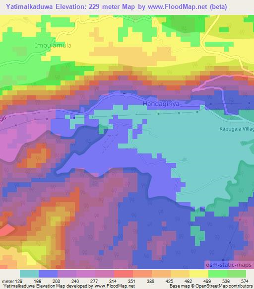 Yatimalkaduwa,Sri Lanka Elevation Map