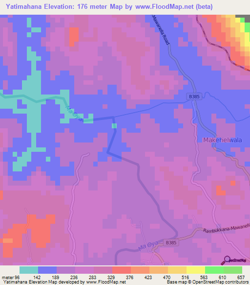 Yatimahana,Sri Lanka Elevation Map