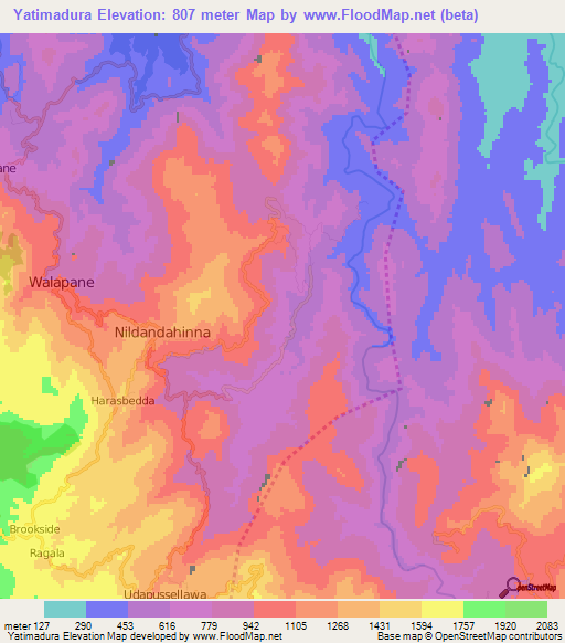 Yatimadura,Sri Lanka Elevation Map