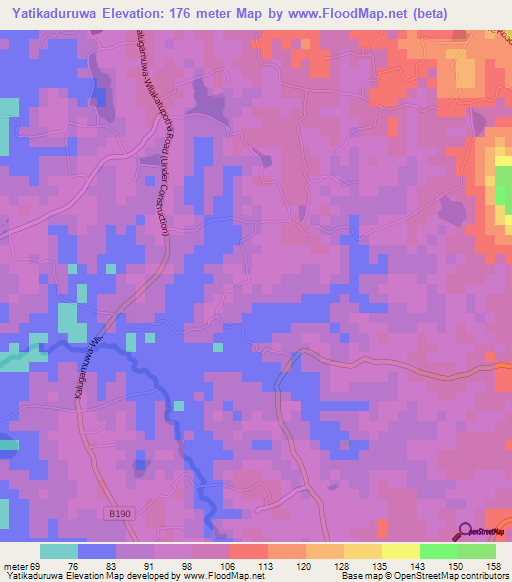 Yatikaduruwa,Sri Lanka Elevation Map