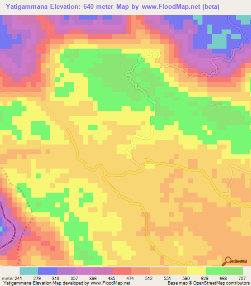 Yatigammana,Sri Lanka Elevation Map