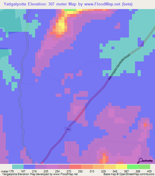 Yatigalpotta,Sri Lanka Elevation Map