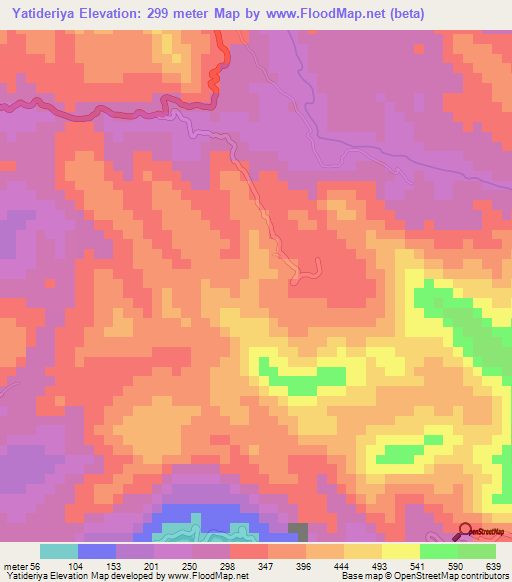 Yatideriya,Sri Lanka Elevation Map