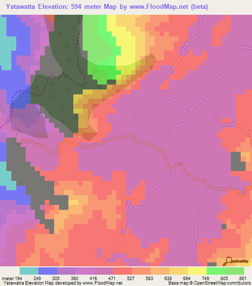 Yatawatta,Sri Lanka Elevation Map