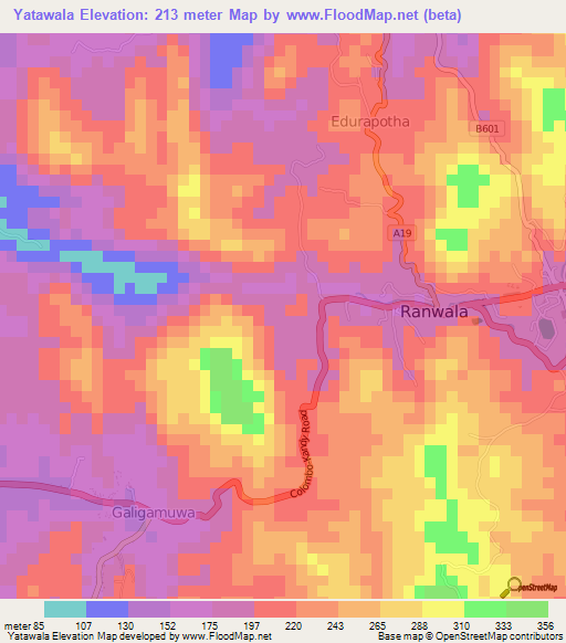 Yatawala,Sri Lanka Elevation Map