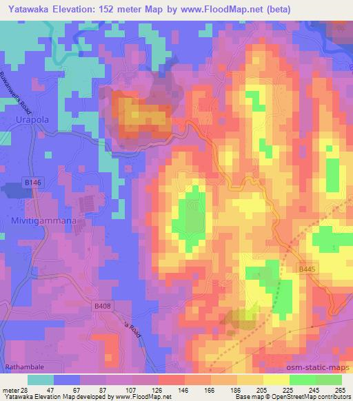 Yatawaka,Sri Lanka Elevation Map