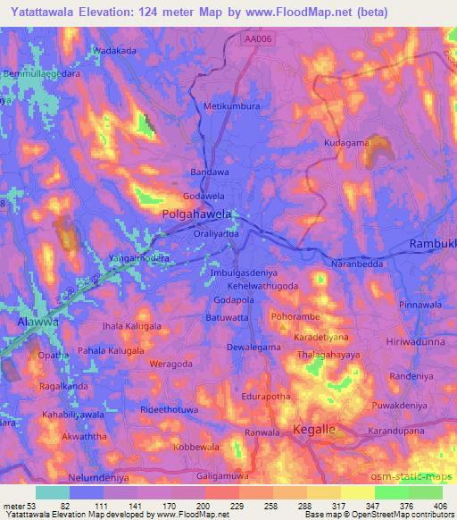 Yatattawala,Sri Lanka Elevation Map