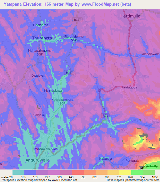 Yatapana,Sri Lanka Elevation Map