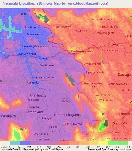 Yatantale,Sri Lanka Elevation Map