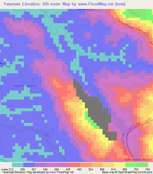 Yatantale,Sri Lanka Elevation Map