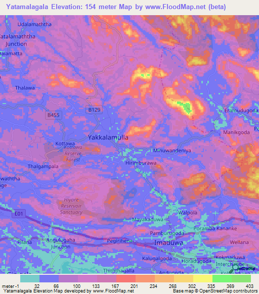 Yatamalagala,Sri Lanka Elevation Map