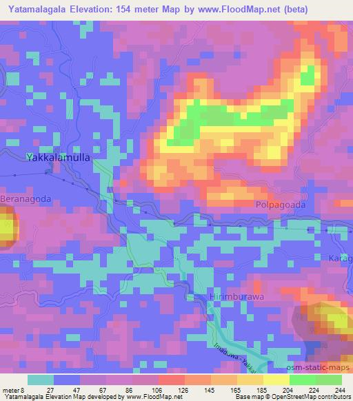 Yatamalagala,Sri Lanka Elevation Map