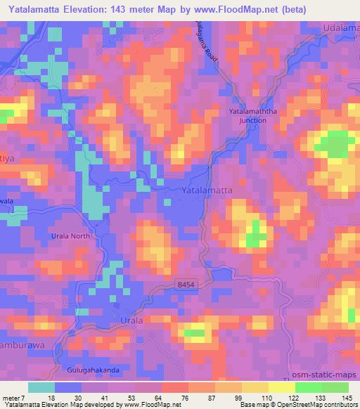 Yatalamatta,Sri Lanka Elevation Map