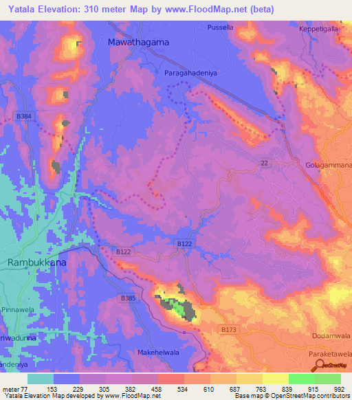 Yatala,Sri Lanka Elevation Map