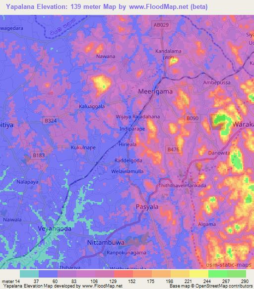 Yapalana,Sri Lanka Elevation Map