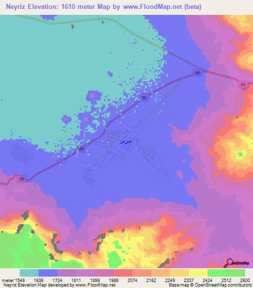 Neyriz,Iran Elevation Map