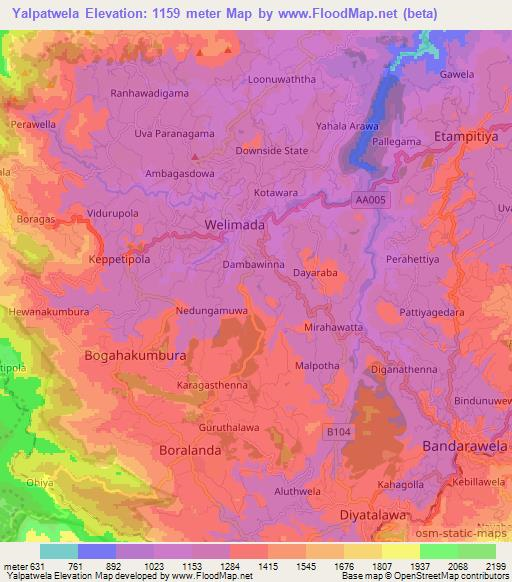 Yalpatwela,Sri Lanka Elevation Map