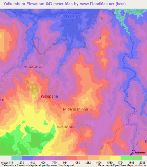 Yalkumbura,Sri Lanka Elevation Map