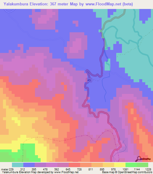 Yalakumbura,Sri Lanka Elevation Map