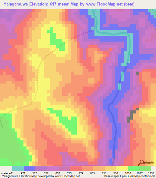 Yalagamuwa,Sri Lanka Elevation Map