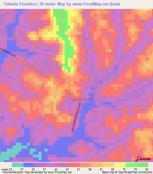 Yakwila,Sri Lanka Elevation Map