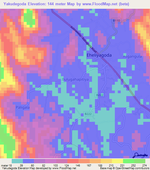 Yakudegoda,Sri Lanka Elevation Map