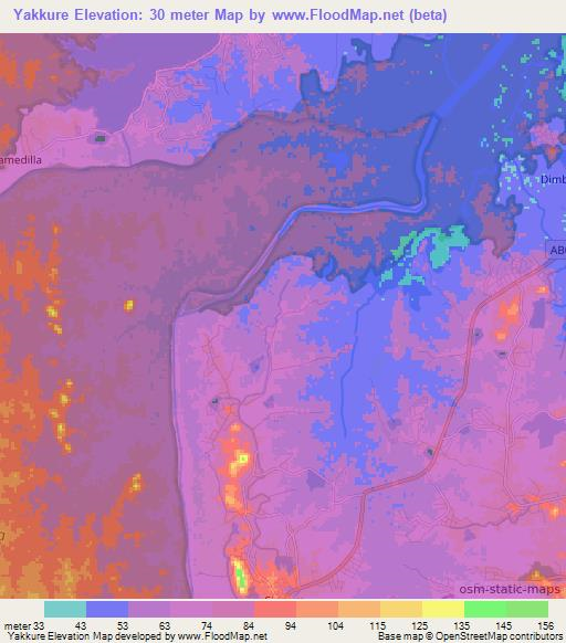 Yakkure,Sri Lanka Elevation Map