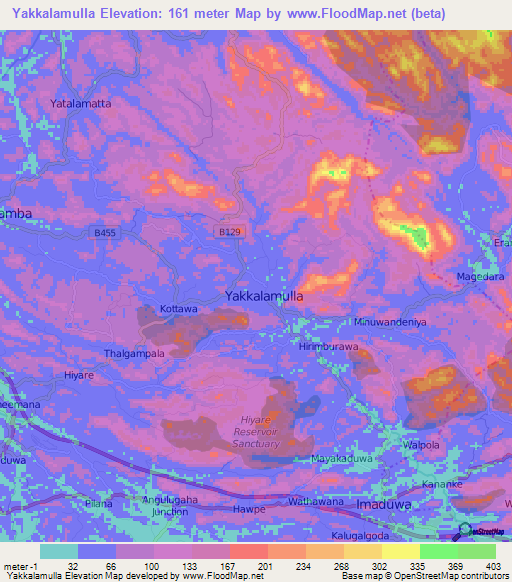 Yakkalamulla,Sri Lanka Elevation Map
