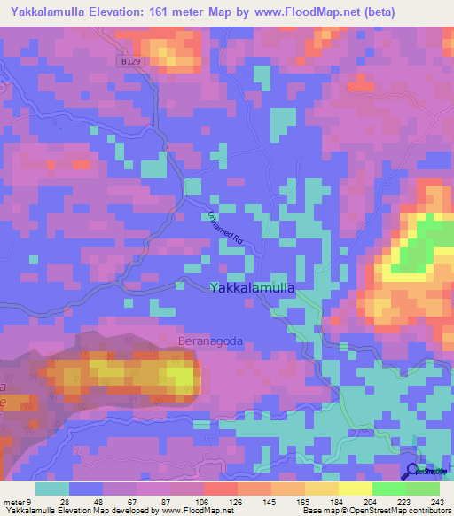 Yakkalamulla,Sri Lanka Elevation Map