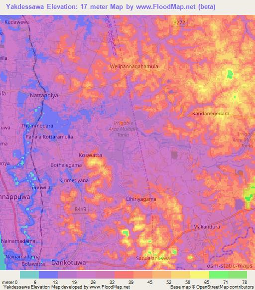 Yakdessawa,Sri Lanka Elevation Map