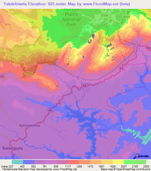 Yakdehiwela,Sri Lanka Elevation Map
