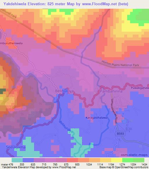 Yakdehiwela,Sri Lanka Elevation Map