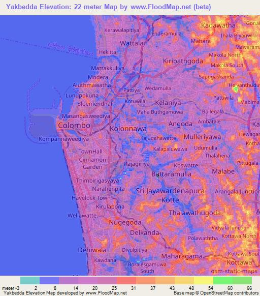 Yakbedda,Sri Lanka Elevation Map