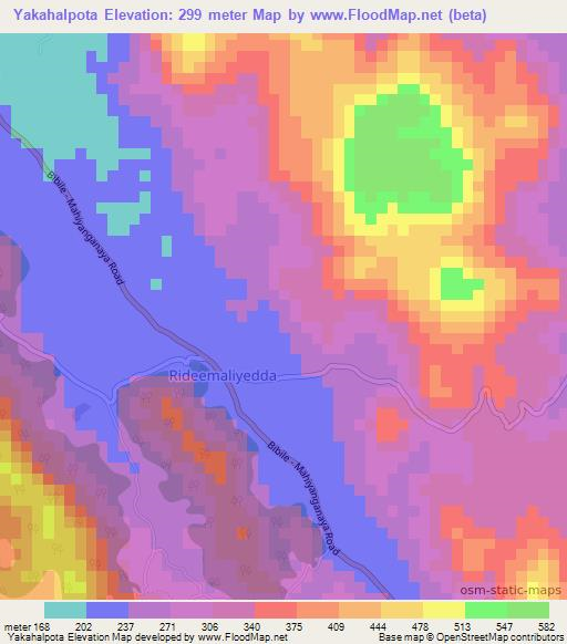 Yakahalpota,Sri Lanka Elevation Map