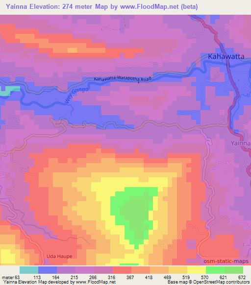 Yainna,Sri Lanka Elevation Map