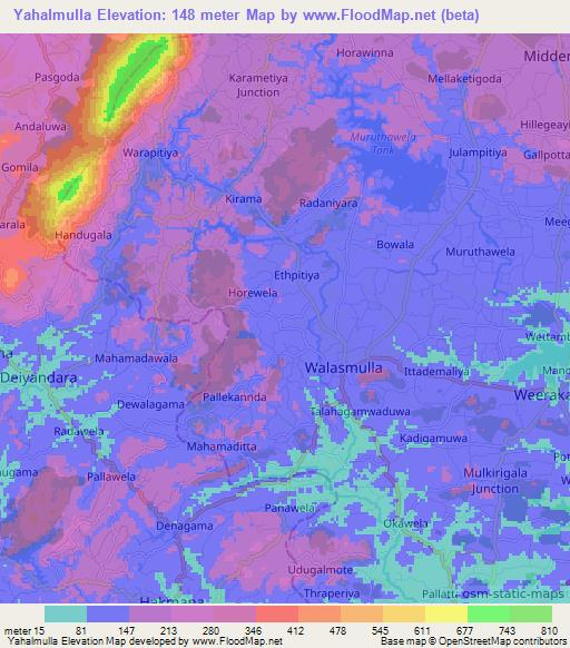 Yahalmulla,Sri Lanka Elevation Map