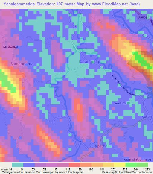 Yahalgammedda,Sri Lanka Elevation Map