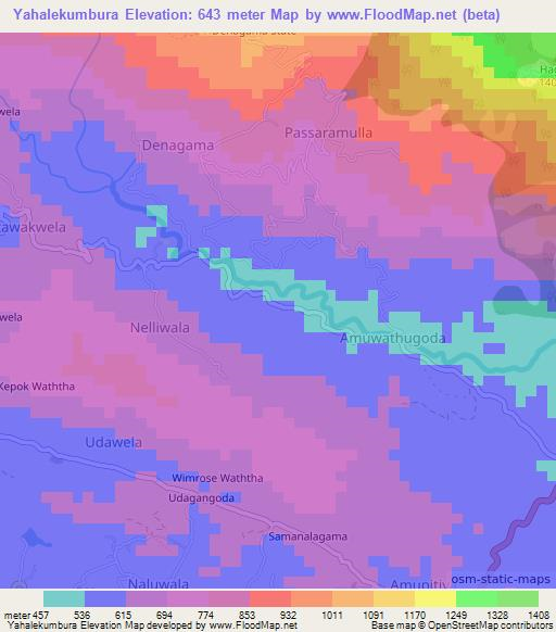 Yahalekumbura,Sri Lanka Elevation Map