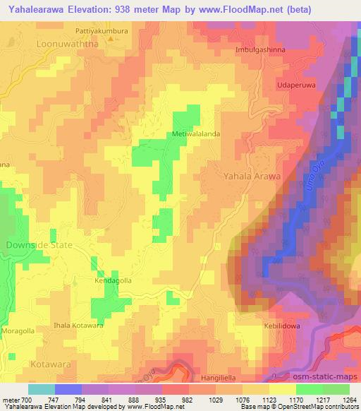 Yahalearawa,Sri Lanka Elevation Map
