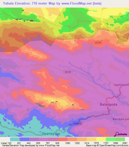 Yahala,Sri Lanka Elevation Map