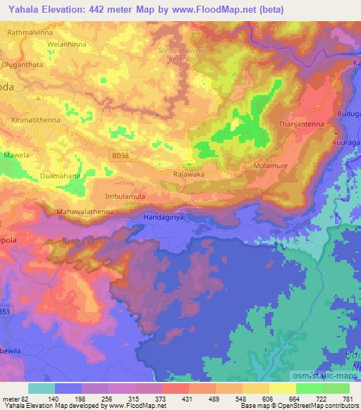 Yahala,Sri Lanka Elevation Map