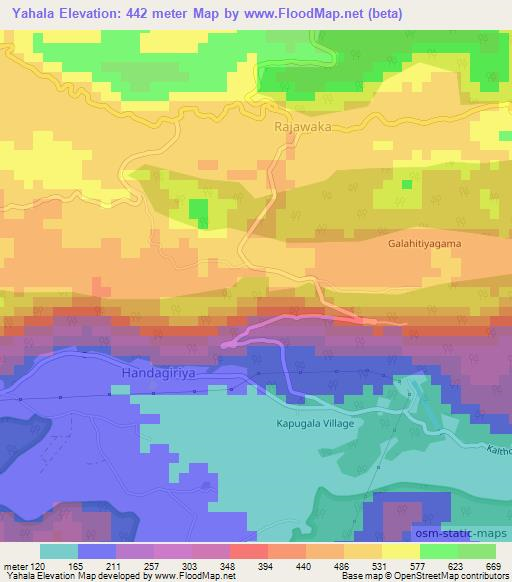 Yahala,Sri Lanka Elevation Map