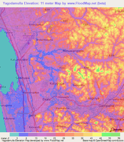 Yagodamulla,Sri Lanka Elevation Map