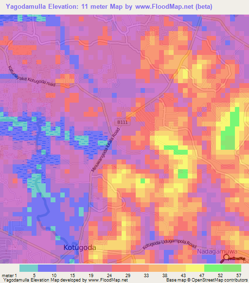 Yagodamulla,Sri Lanka Elevation Map