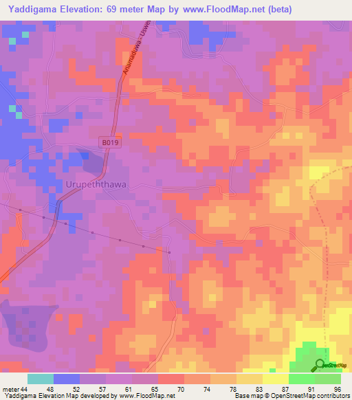 Yaddigama,Sri Lanka Elevation Map