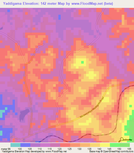Yaddigama,Sri Lanka Elevation Map
